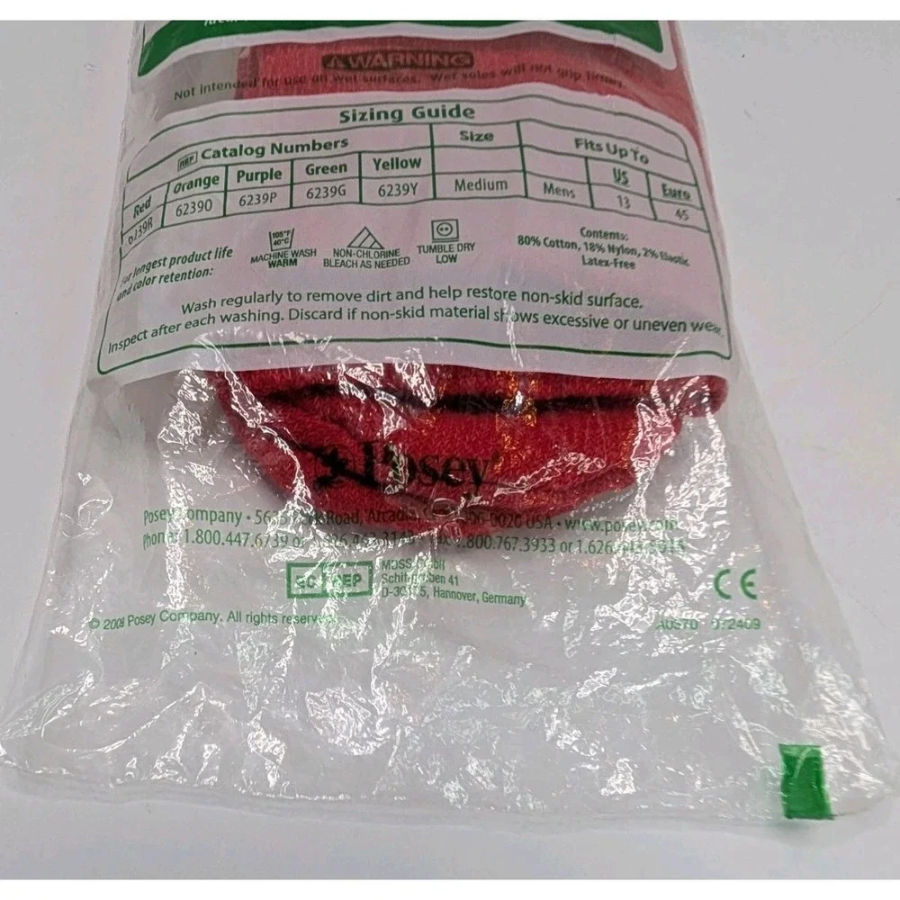 Posey Fall Management Non-Skid Socks Red Medium New in Package Tread Grip